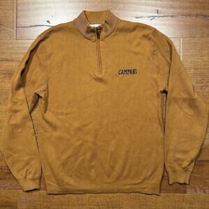 Percival 1/4 Zip Sweater Mens M Brown Sweatshirt Cotton Preppy Retro City